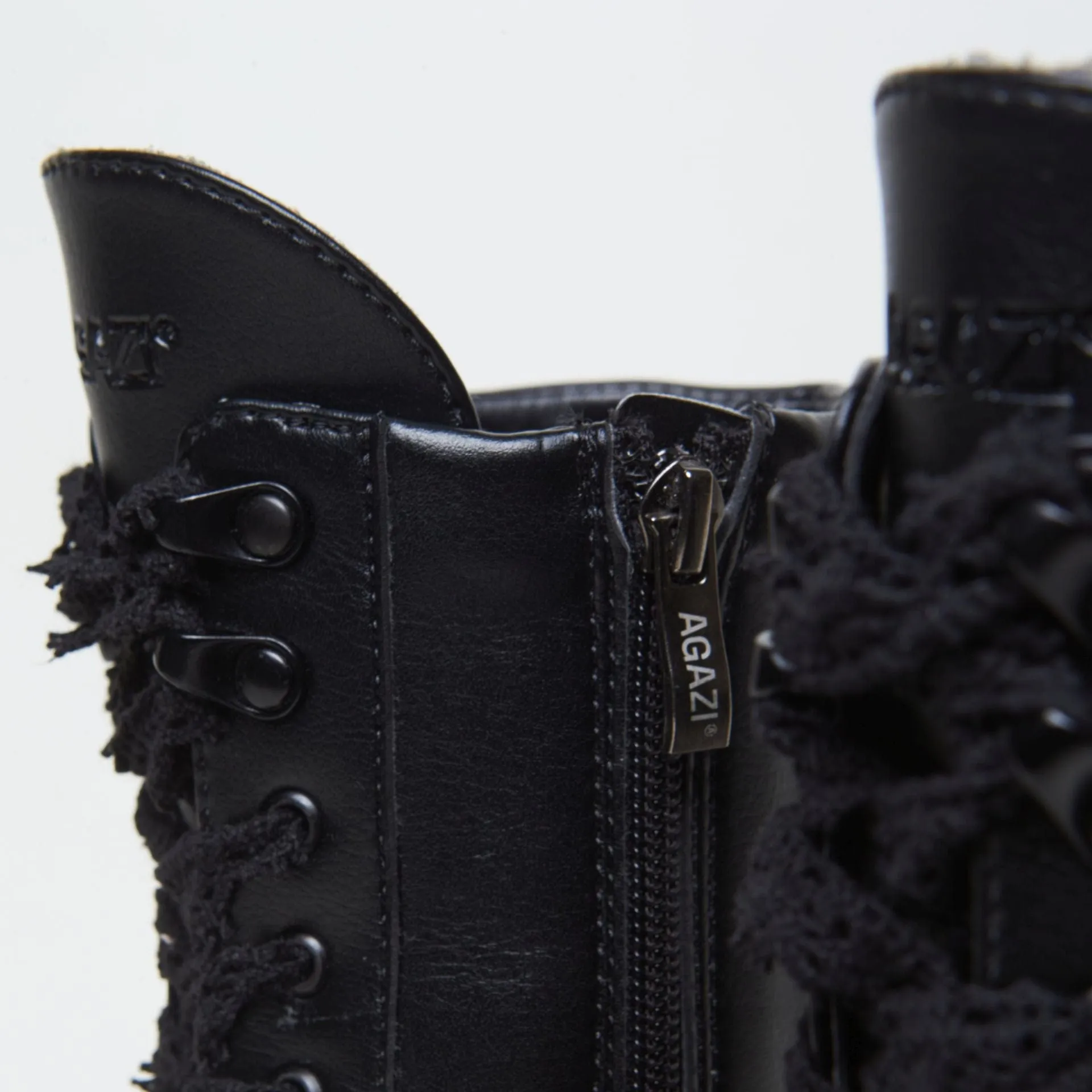 Bottes à lacets en similicuir vegan Aga | Noir