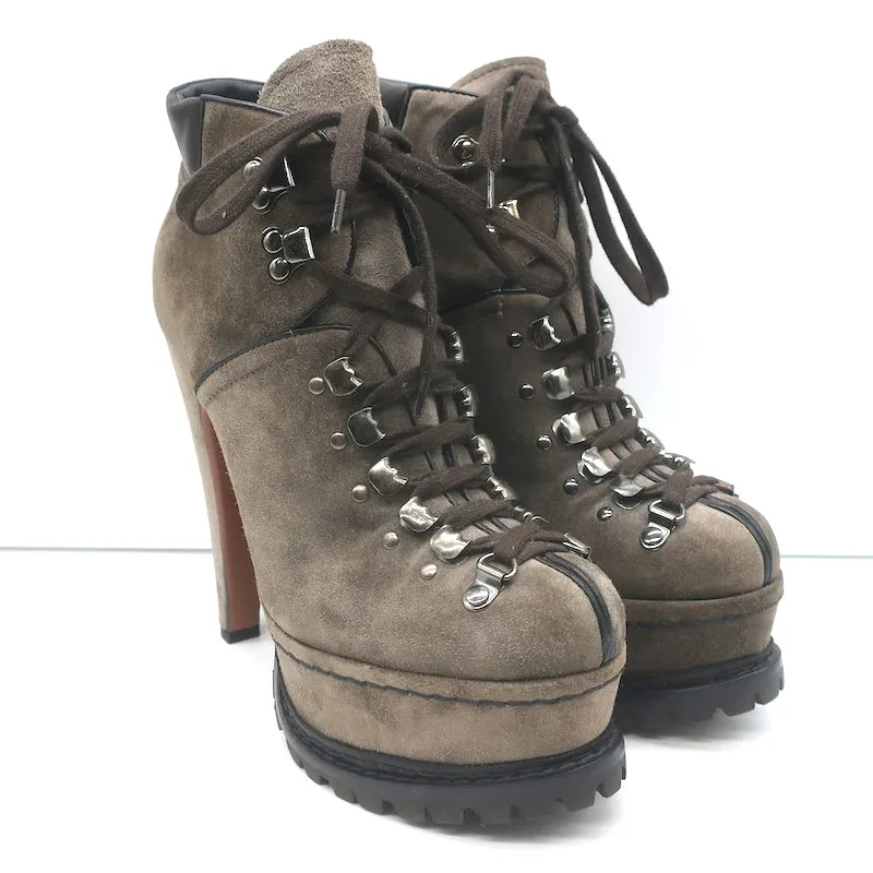 Bottes de randonnée Alaia Plateforme en daim marron Taille 38 Bottes à lacets cheville