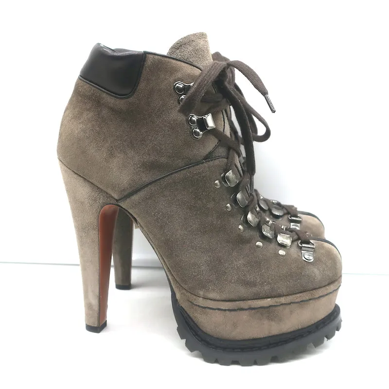 Bottes de randonnée Alaia Plateforme en daim marron Taille 38 Bottes à lacets cheville