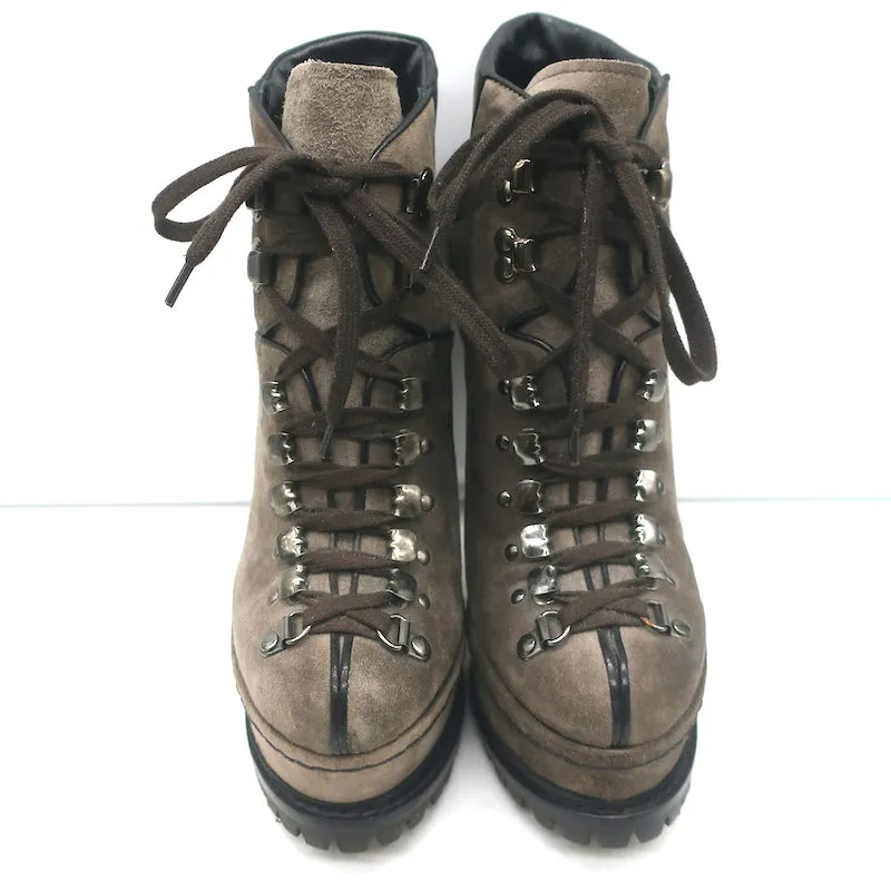 Bottes de randonnée Alaia Plateforme en daim marron Taille 38 Bottes à lacets cheville