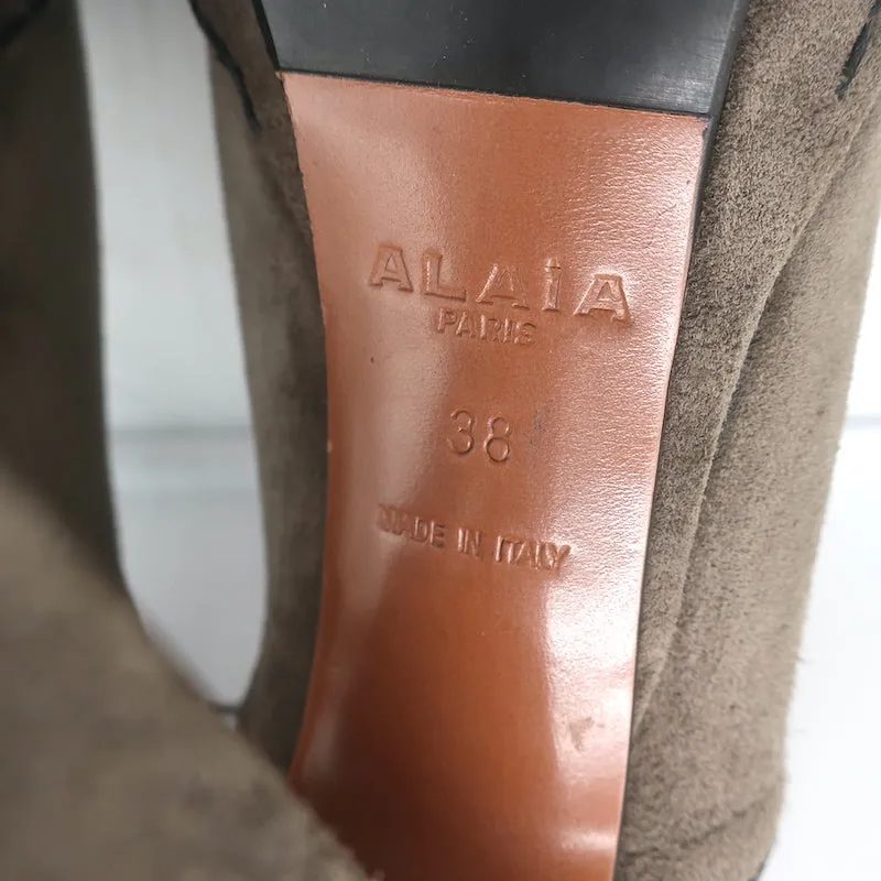 Bottes de randonnée Alaia Plateforme en daim marron Taille 38 Bottes à lacets cheville