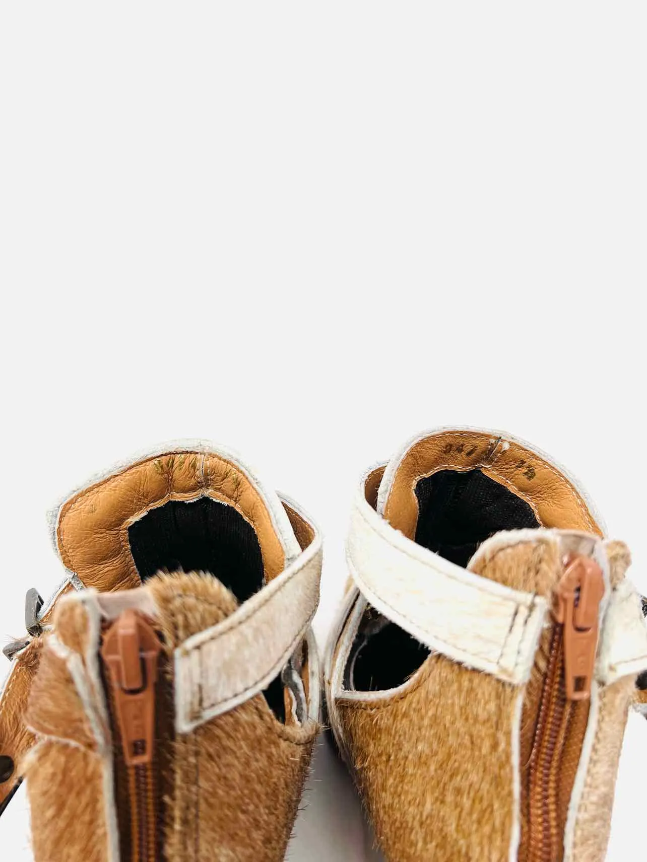 Bottes Alcala Taille 7.5 Marron/Beige Boucle(s) Chaussures en Poil de Vache Bottes Cheville