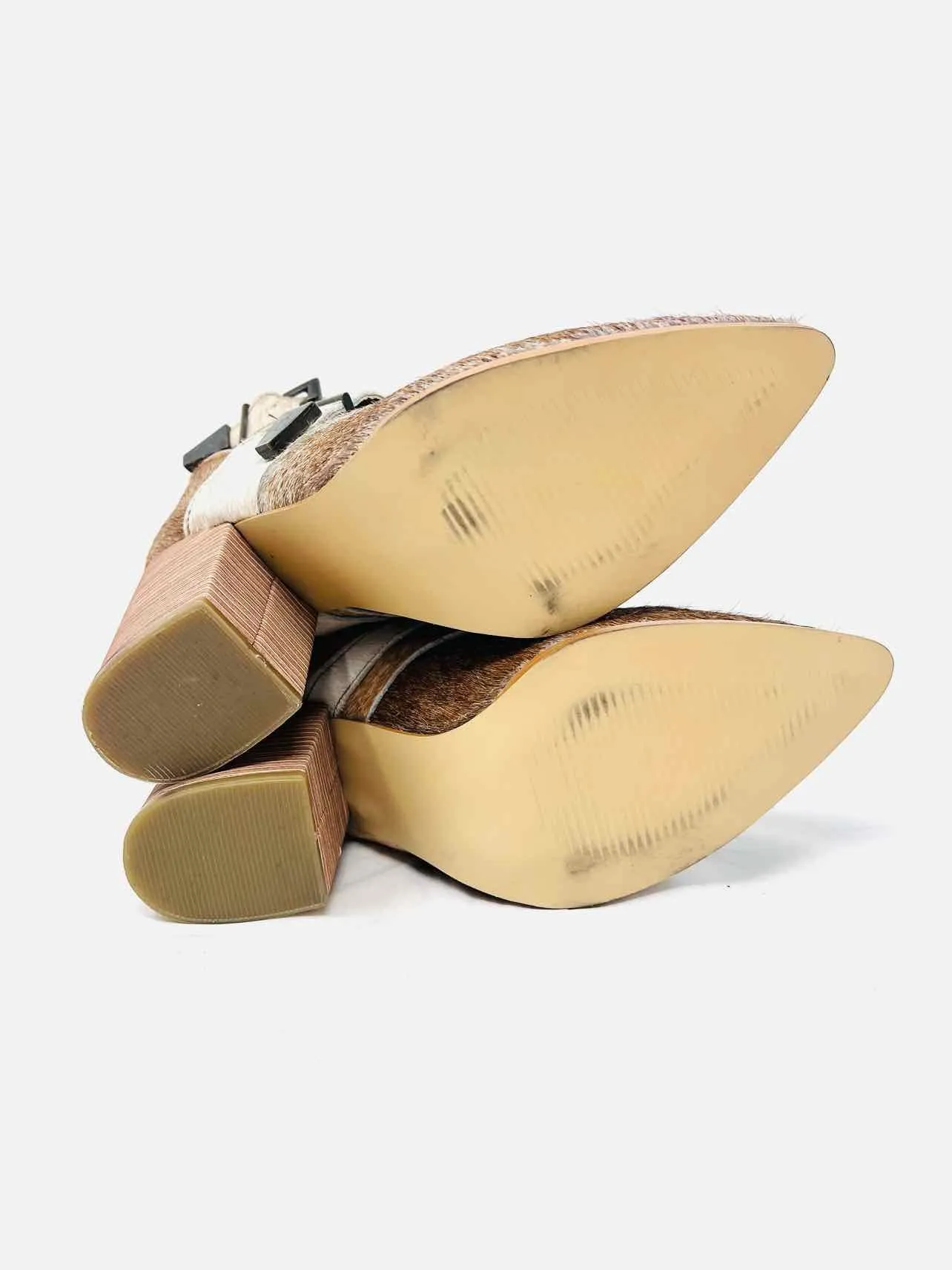 Bottes Alcala Taille 7.5 Marron/Beige Boucle(s) Chaussures en Poil de Vache Bottes Cheville