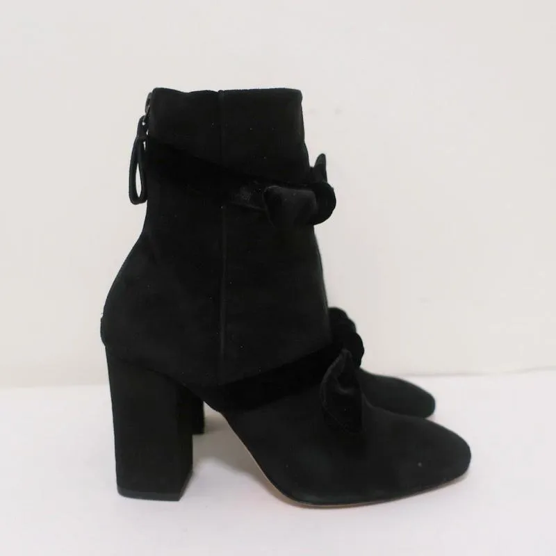 Bottes chelsea Alexandre Birman Lorraine en daim noir avec nœuds en velours taille 37.5