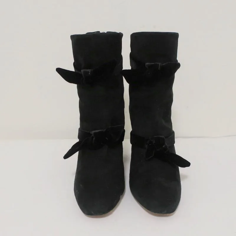 Bottes chelsea Alexandre Birman Lorraine en daim noir avec nœuds en velours taille 37.5