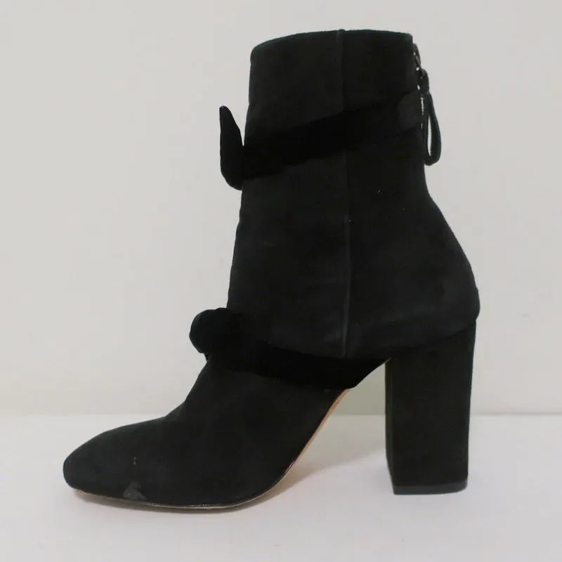 Bottes chelsea Alexandre Birman Lorraine en daim noir avec nœuds en velours taille 37.5
