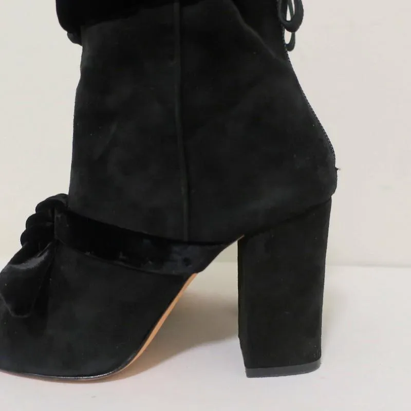 Bottes chelsea Alexandre Birman Lorraine en daim noir avec nœuds en velours taille 37.5