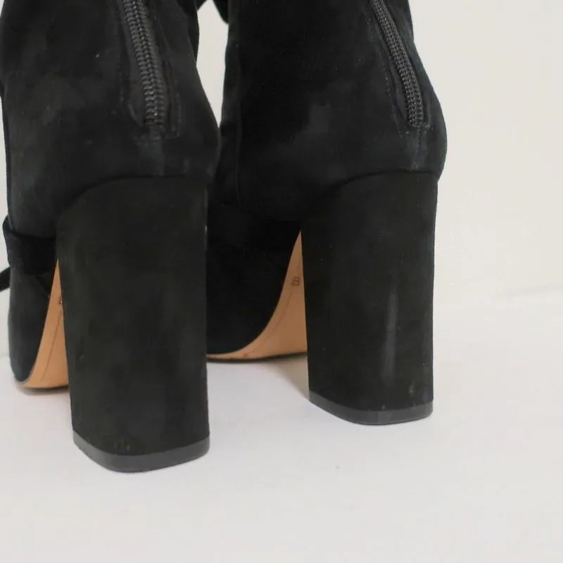 Bottes chelsea Alexandre Birman Lorraine en daim noir avec nœuds en velours taille 37.5