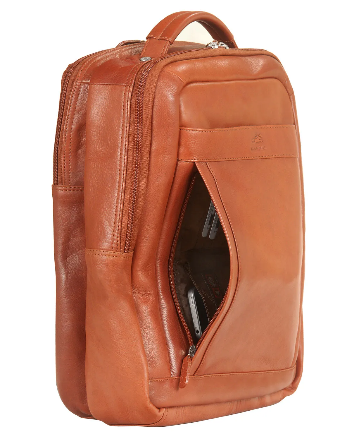 Sac à dos Mancini Mancini en cuir pour ordinateur portable / tablette 15,6