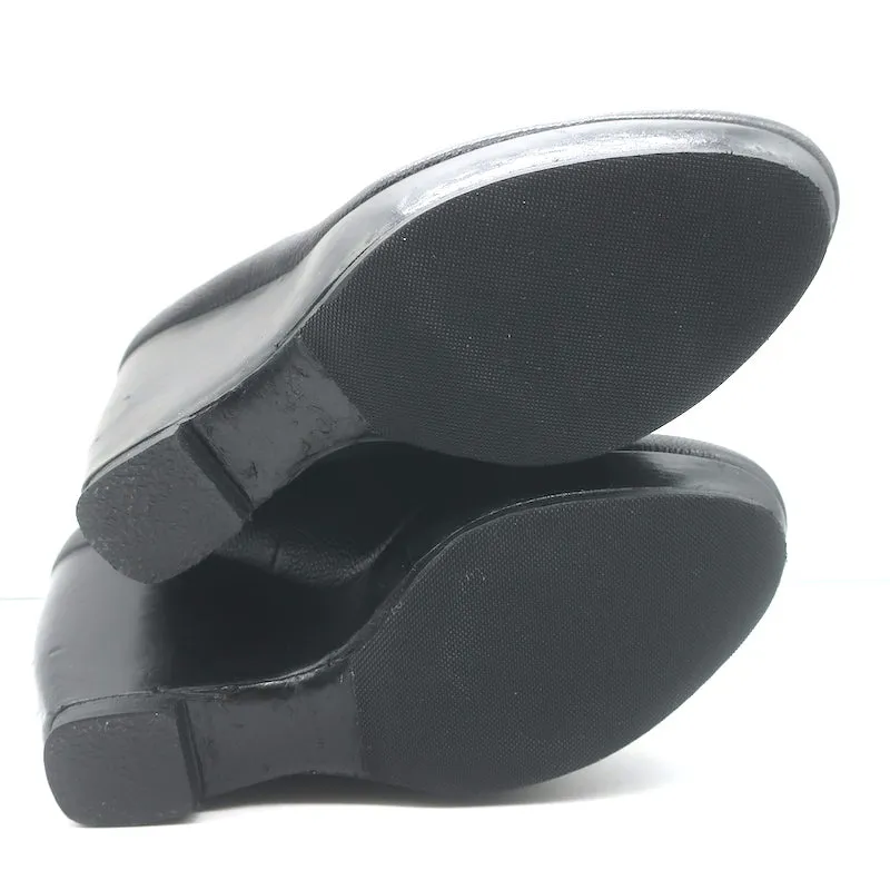 Balenciaga Bottes à cheville à plateforme pliante en coin en cuir grainé noir Taille 41