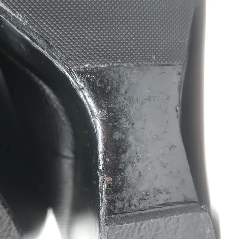 Balenciaga Bottes à cheville à plateforme pliante en coin en cuir grainé noir Taille 41