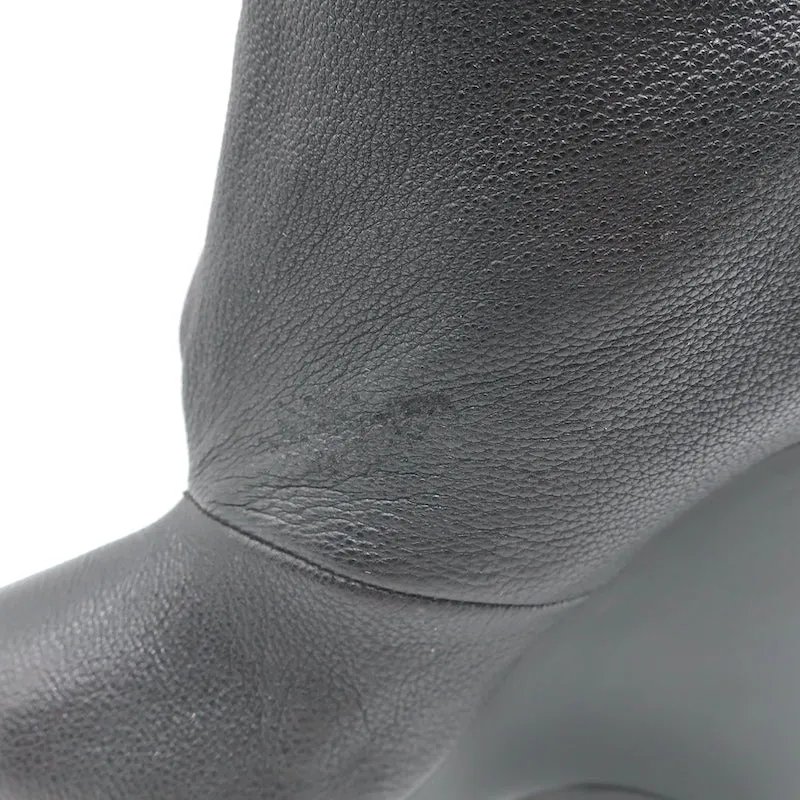 Balenciaga Bottes à cheville à plateforme pliante en coin en cuir grainé noir Taille 41