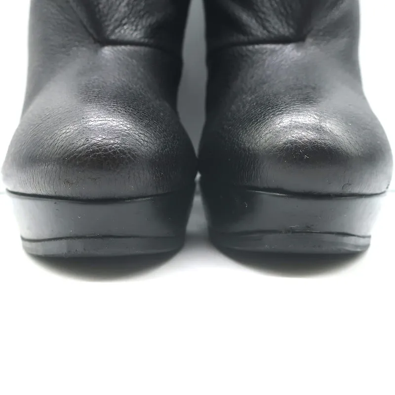 Balenciaga Bottes à cheville à plateforme pliante en coin en cuir grainé noir Taille 41