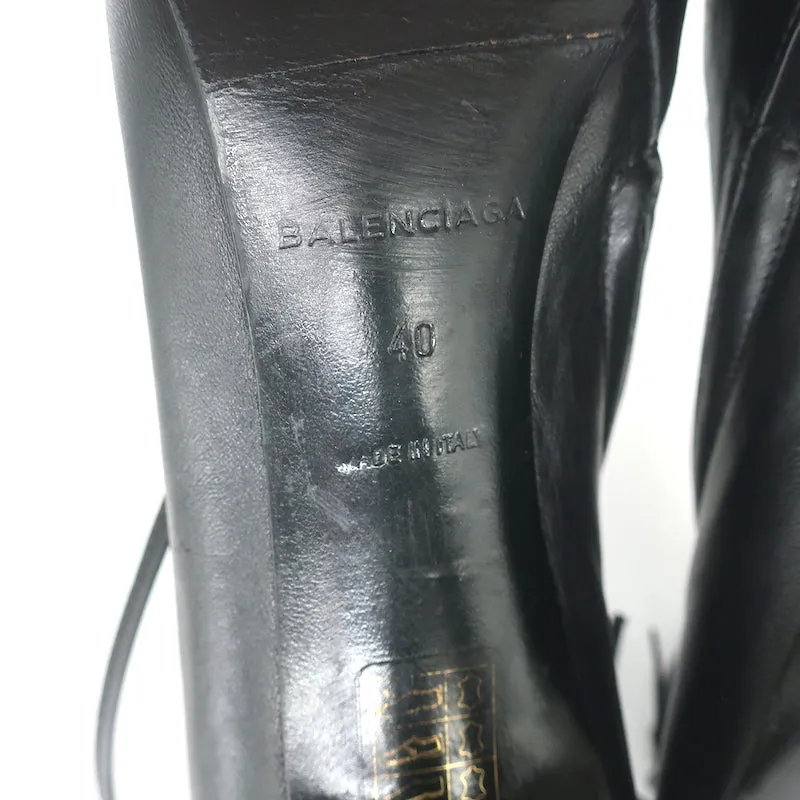 Balenciaga Bottines à lacets avec clous géants en cuir noir taille 40