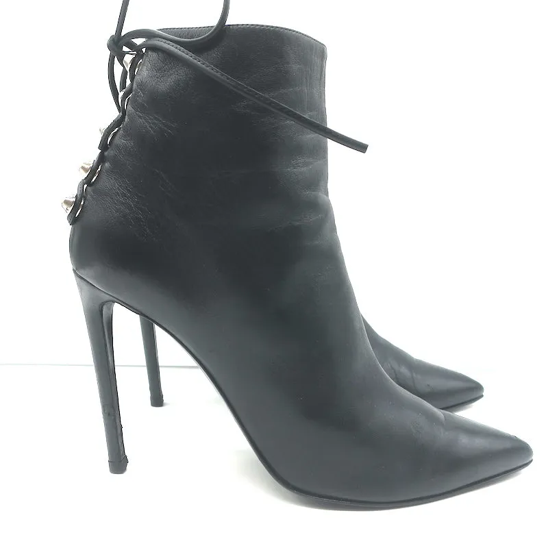 Balenciaga Bottines à lacets avec clous géants en cuir noir taille 40