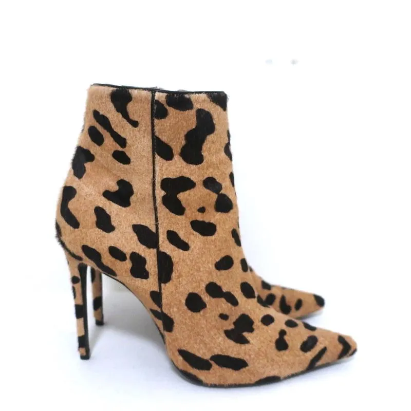 Bottes chelsea Barbara Bui en poil de poney imprimé léopard taille 37 à bout pointu et talon haut
