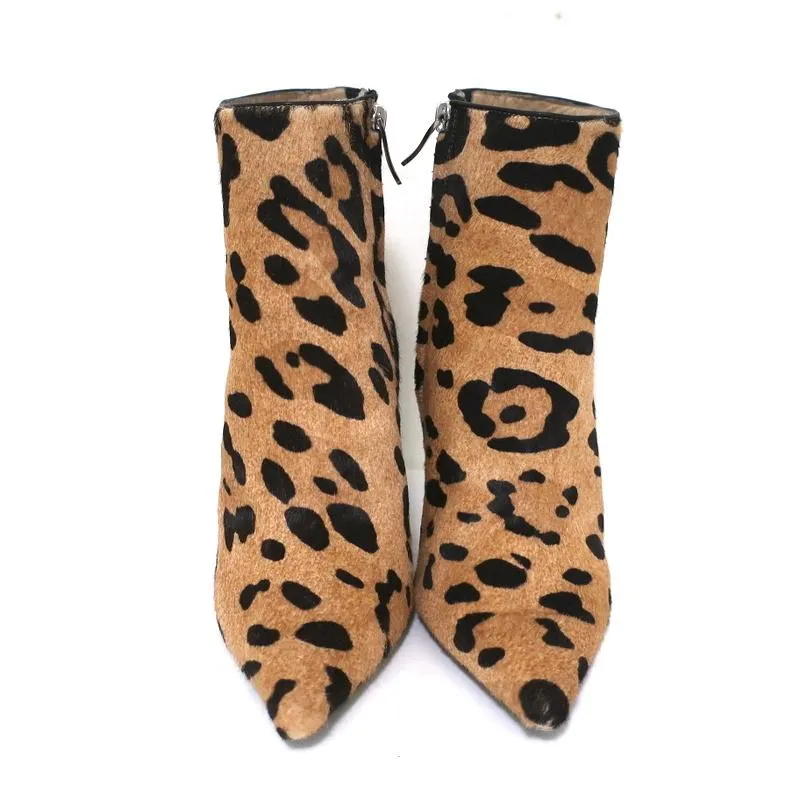 Bottes chelsea Barbara Bui en poil de poney imprimé léopard taille 37 à bout pointu et talon haut