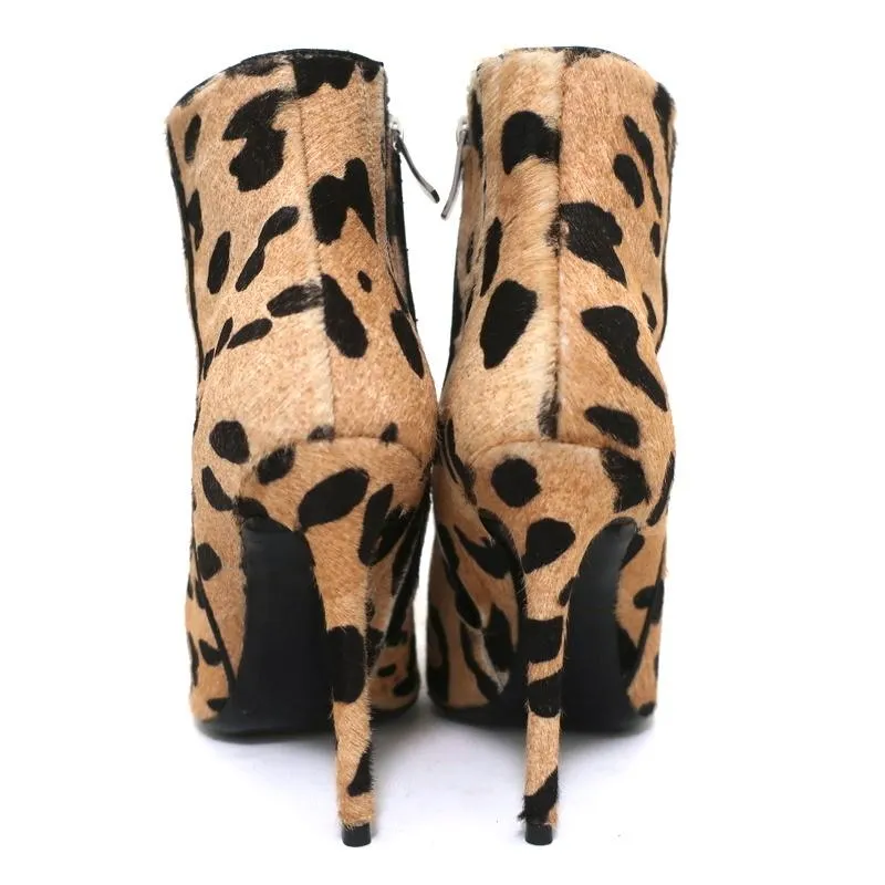 Bottes chelsea Barbara Bui en poil de poney imprimé léopard taille 37 à bout pointu et talon haut
