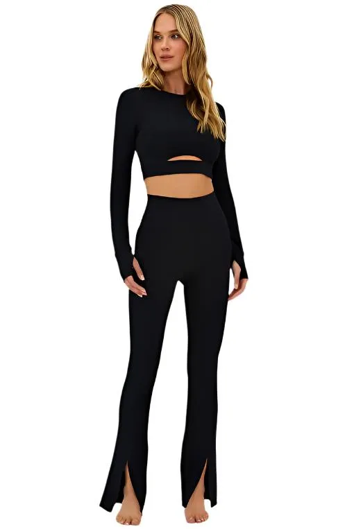 Beach Riot Alani pantalon Noir Gaufré