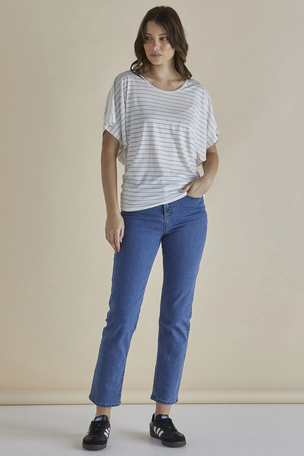 Betty Basics Maui Tee Rayure Lurex Blanc