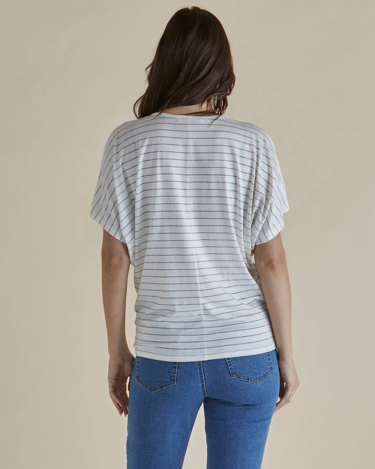 Betty Basics Maui Tee Rayure Lurex Blanc