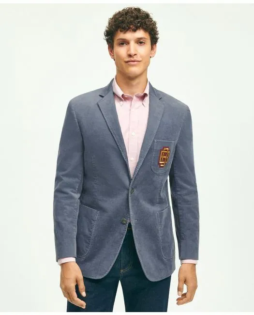 Brooks Brothers Veste de sport en velours côtelé fin extensible en coton coupe classique brodée bleue Brooks Brothers