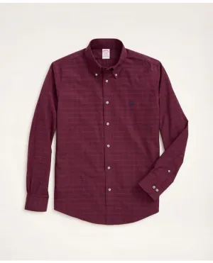 Brooks Brothers Men's Stretch Madison Relaxed-Fit Sport Shirt Dark Red Brooks Brothers