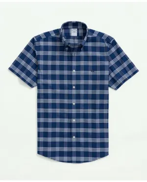 Brooks Brothers Men's Stretch Non-Iron Oxford Button-Down Collar Blue Brooks Brothers