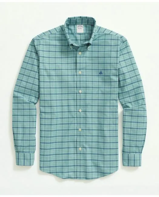 Brooks Brothers Chemise Homme Stretch Sans Repassage Col Button-Down Vert Brooks Brothers
