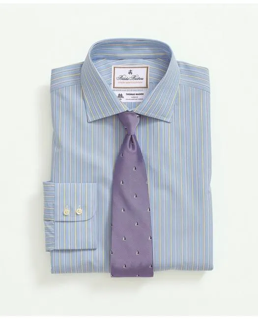 Brooks Brothers Homme X Thomas Mason Coton Popeline Col Anglais Bleu Brooks Brothers