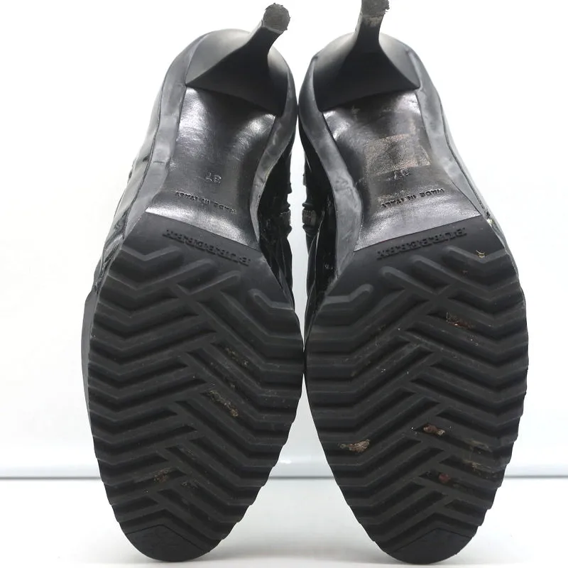 Bottes cheville Burberry Brit Beverley 100 en cuir matelassé noir et caoutchouc taille 37