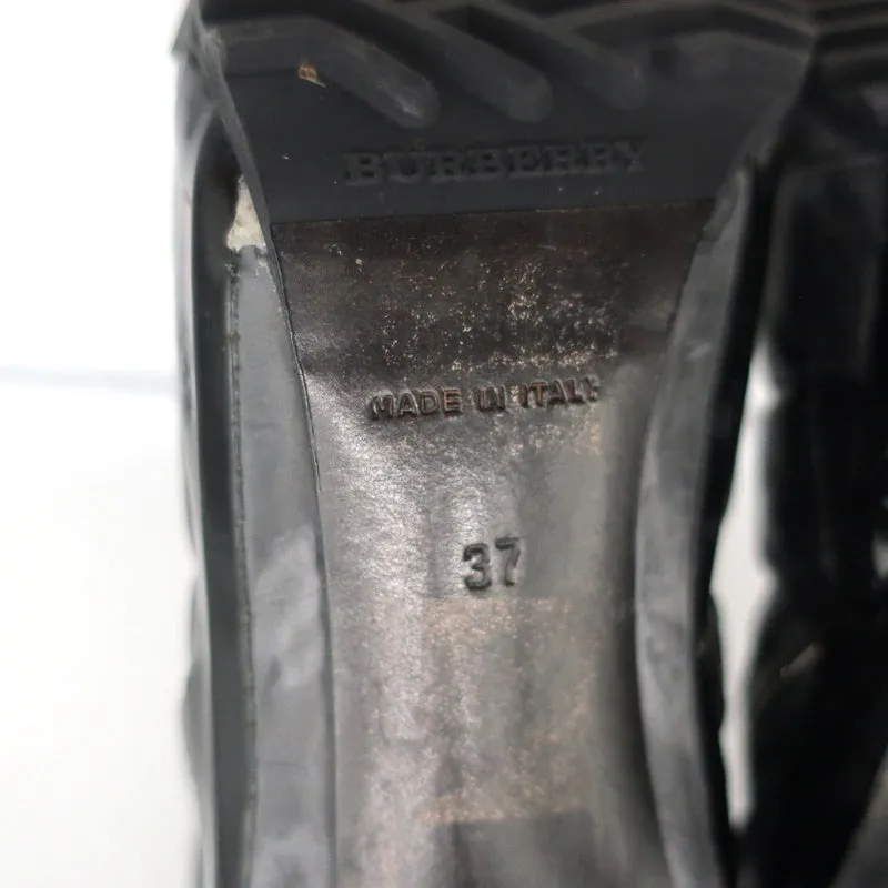 Bottes cheville Burberry Brit Beverley 100 en cuir matelassé noir et caoutchouc taille 37