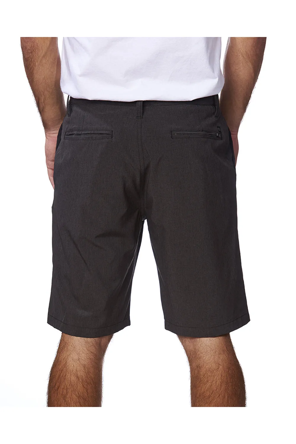 Burnside Shorts Hybrides Homme Stretch Anti-UV avec Poches - Noir Chiné