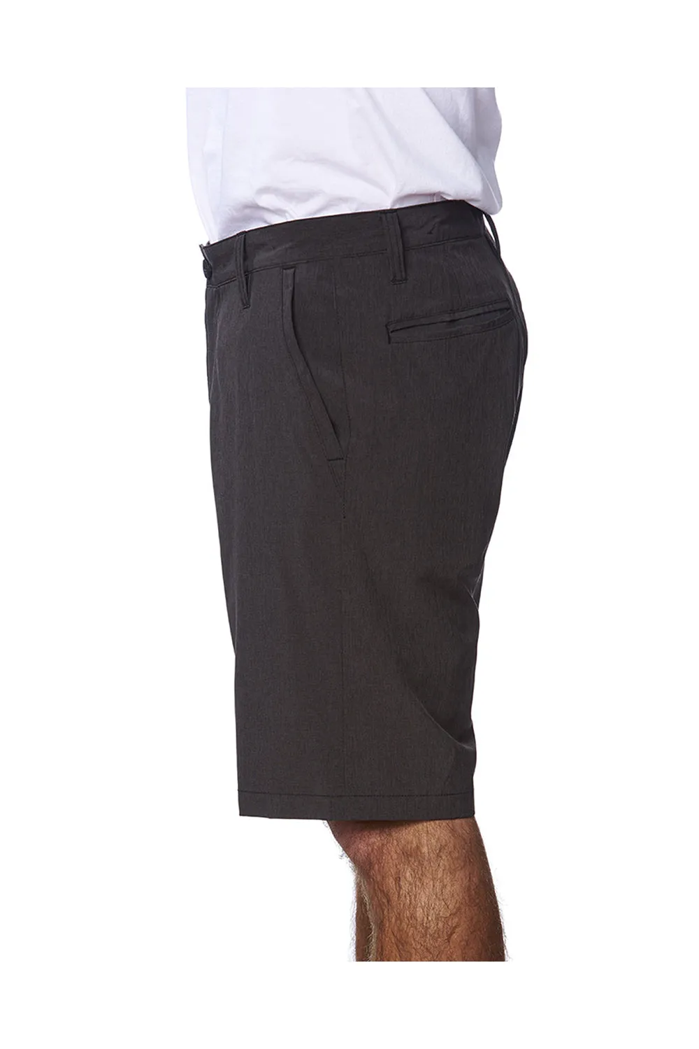 Burnside Shorts Hybrides Homme Stretch Anti-UV avec Poches - Noir Chiné