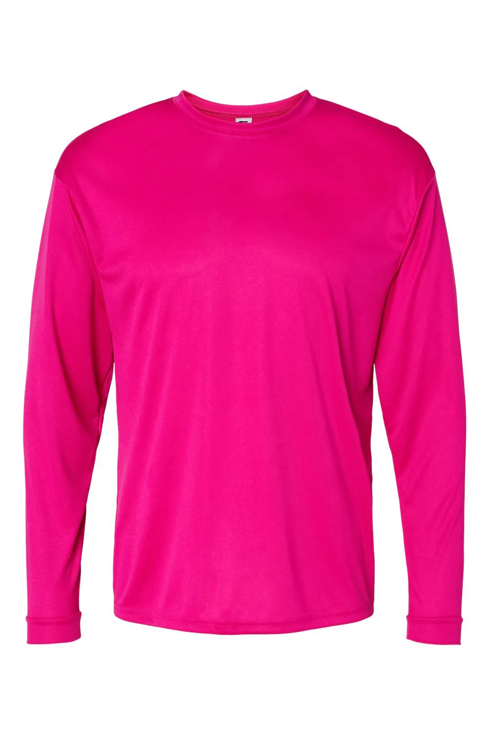 T-shirt à manches longues C2 Sport pour hommes - Performance et évacuation de l'humidité - Col rond - Rose vif - Vêtements C2-Sport
