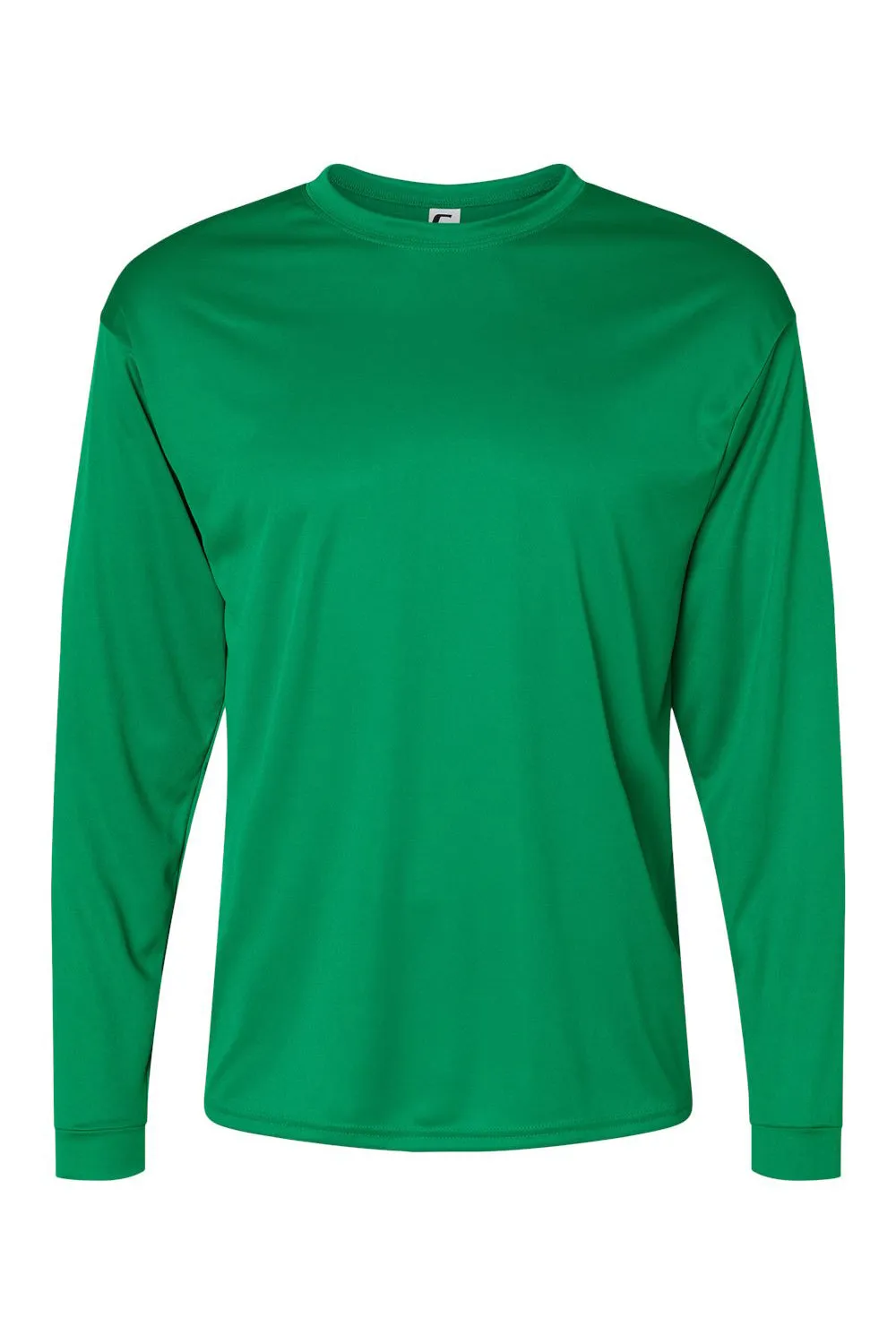 C2 Sport T-shirt à manches longues pour homme à col rond et évacuant l'humidité - Vêtements vert Kelly C2-Sport