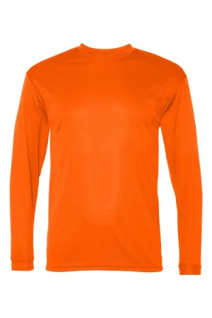 C2 Sport Mens Performance Moisture Wicking Long Sleeve Crewneck T-Shirt - Safety Orange Clothing C2-Sport