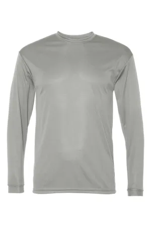 C2 Sport Mens Performance Moisture Wicking Long Sleeve Crewneck T-Shirt - Silver Grey Clothing C2-Sport