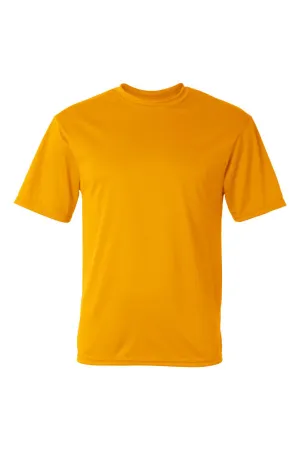 C2 Sport Mens Performance Moisture Wicking Short Sleeve Crewneck T-Shirt - Gold Clothing C2-Sport