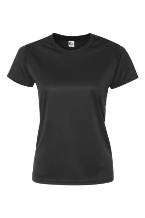 C2 Sport Womens Performance Moisture Wicking Short Sleeve Crewneck T-Shirt - Black Clothing C2-Sport