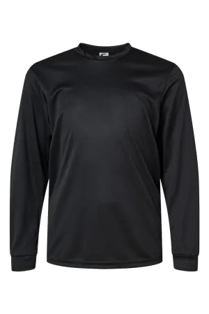 C2 Sport Youth Performance Moisture Wicking Long Sleeve Crewneck T-Shirt - Black Clothing C2-Sport