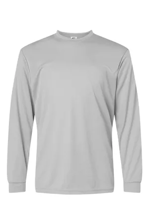 C2 Sport Youth Performance Moisture Wicking Long Sleeve Crewneck T-Shirt - Silver Grey Clothing C2-Sport