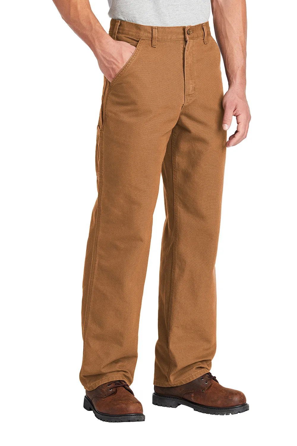 Carhartt Salopettes de Travail en Duck Lavé pour Homme avec Poches - Marron