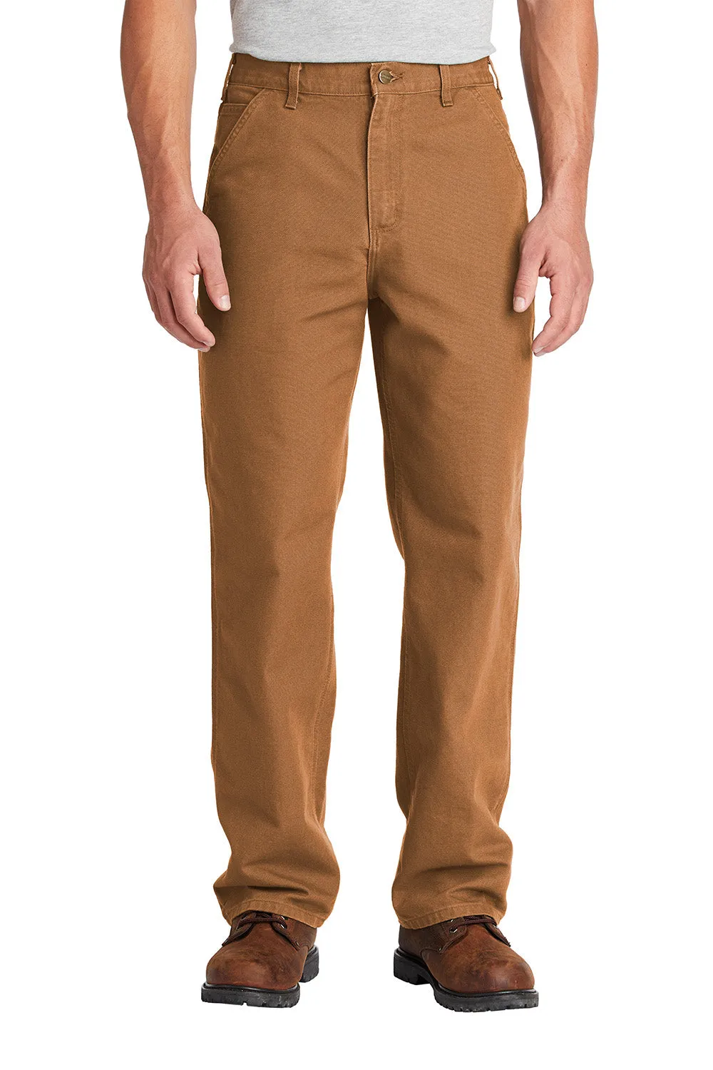 Carhartt Salopettes de Travail en Duck Lavé pour Homme avec Poches - Marron