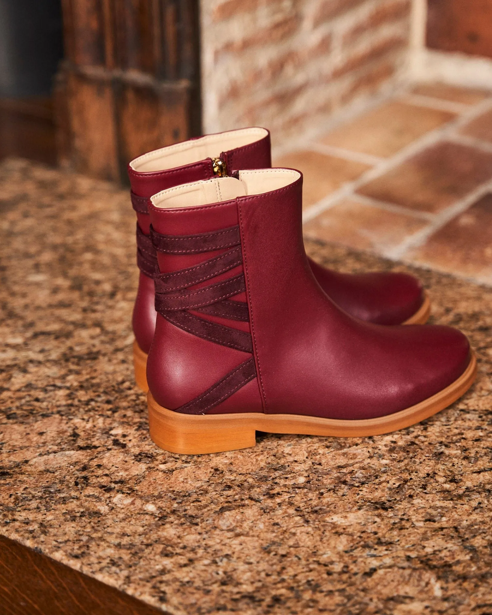 Bottes en simili cuir vegan Catimini à fermeture éclair - Bordeaux