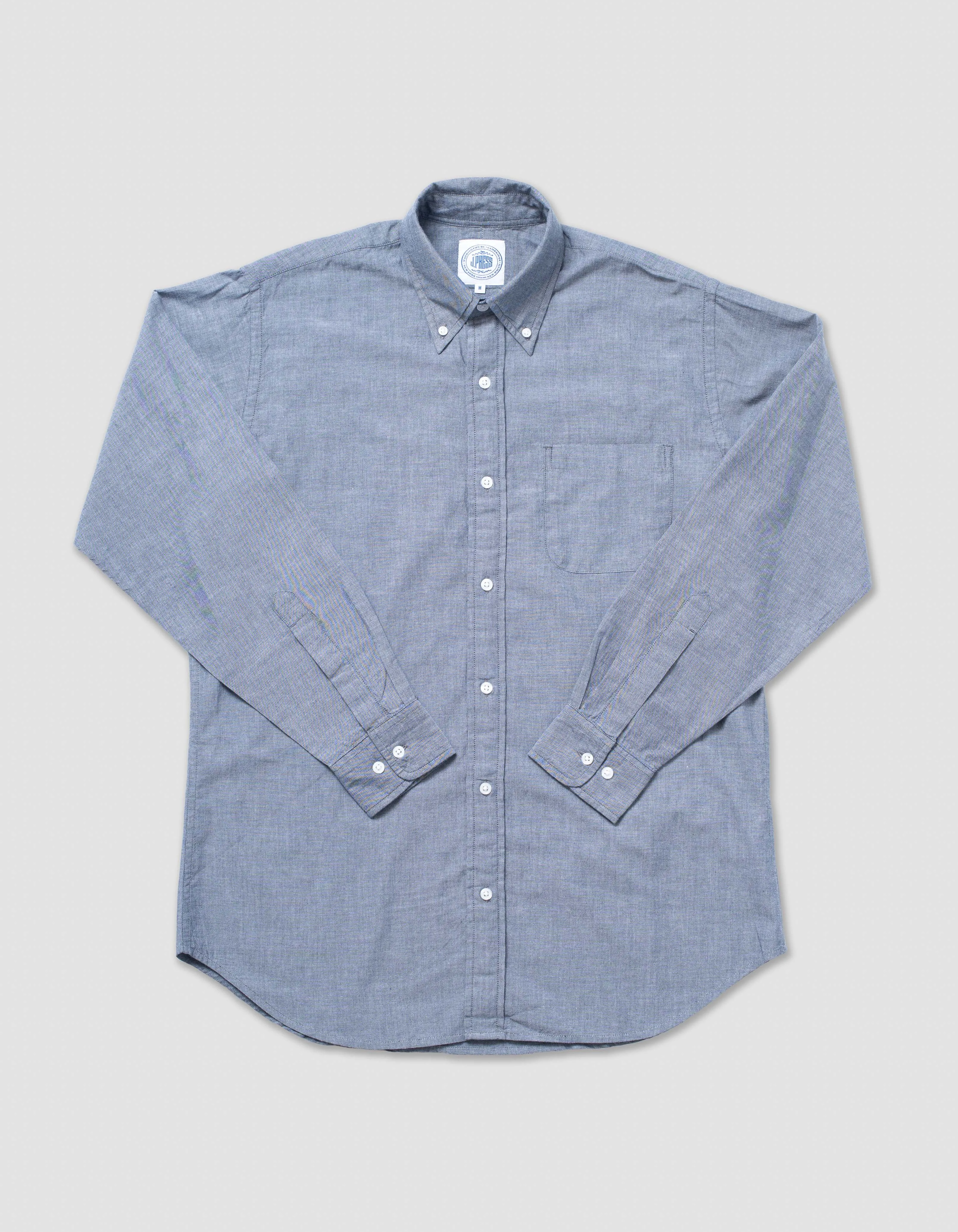 CHEMISE MANCHES LONGUES EN CHAMBRAY - BLEU MARINE