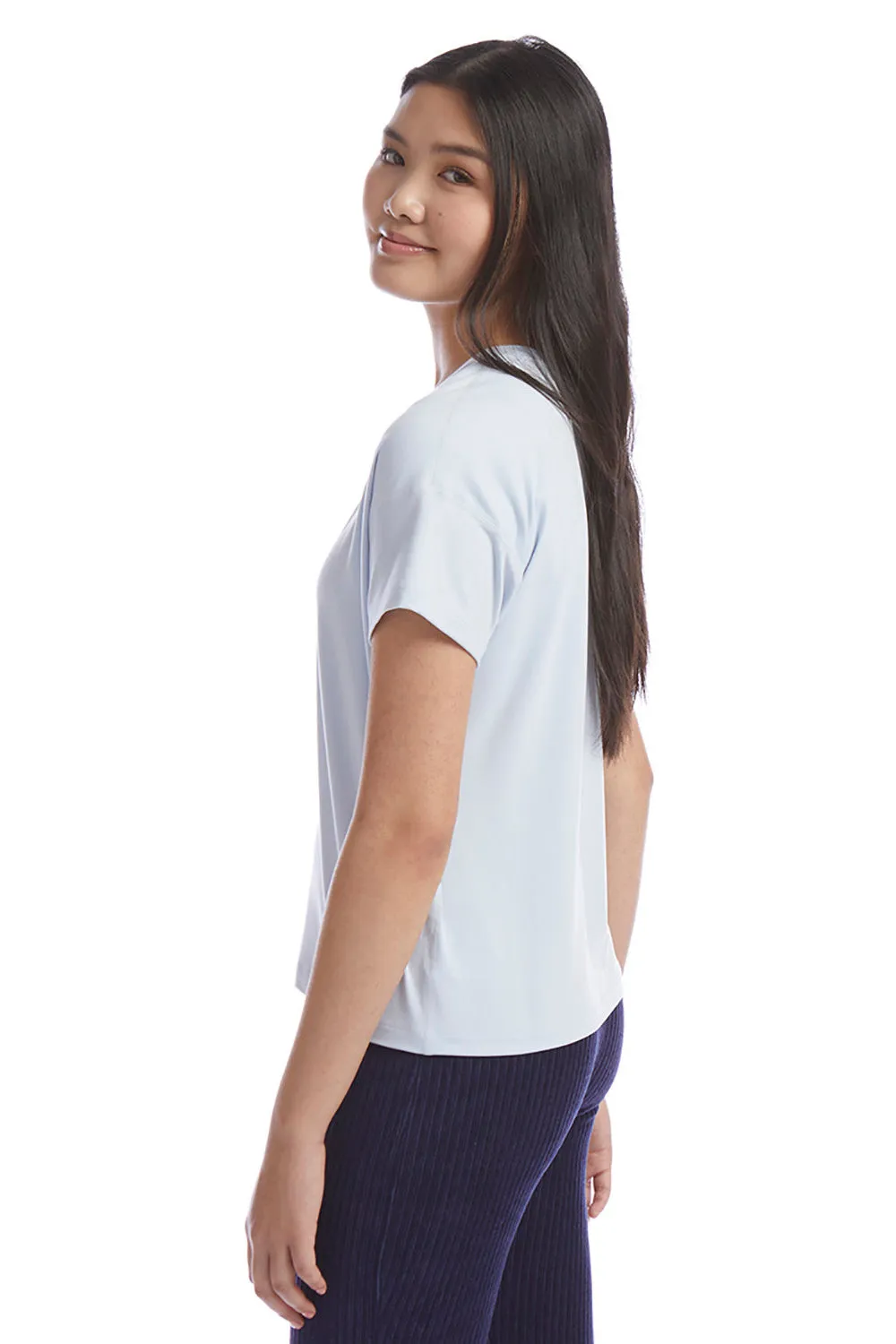 T-shirt Femme Champion Sport à Manches Courtes et Col Rond - Doux au Toucher - Bleu Collage
