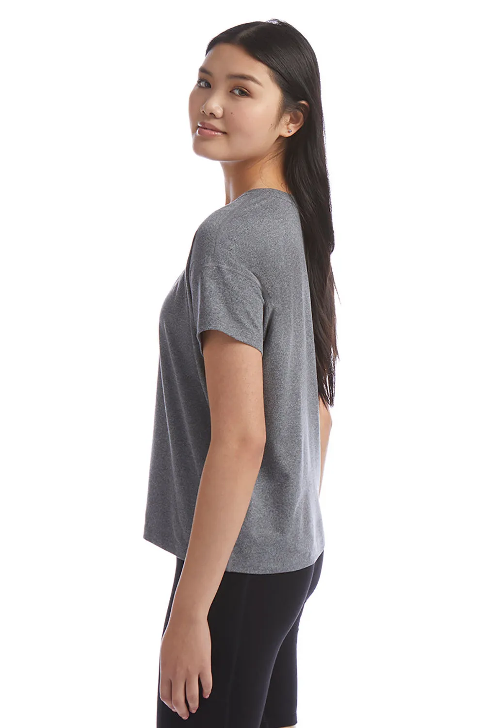 T-shirt Femme Champion Sport à Manches Courtes et Col Rond - Doux au Toucher - Gris Chiné