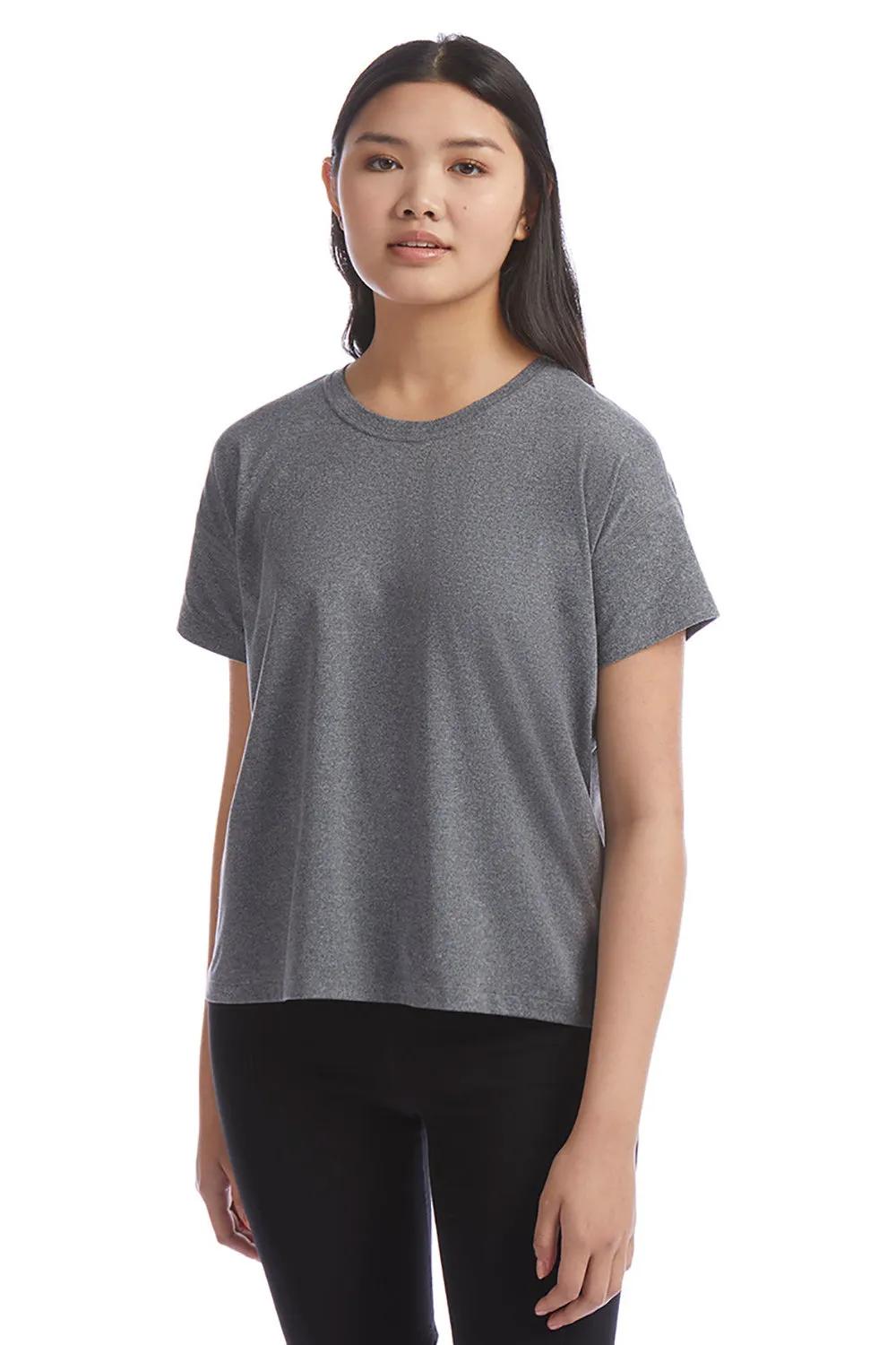 T-shirt Femme Champion Sport à Manches Courtes et Col Rond - Doux au Toucher - Gris Chiné