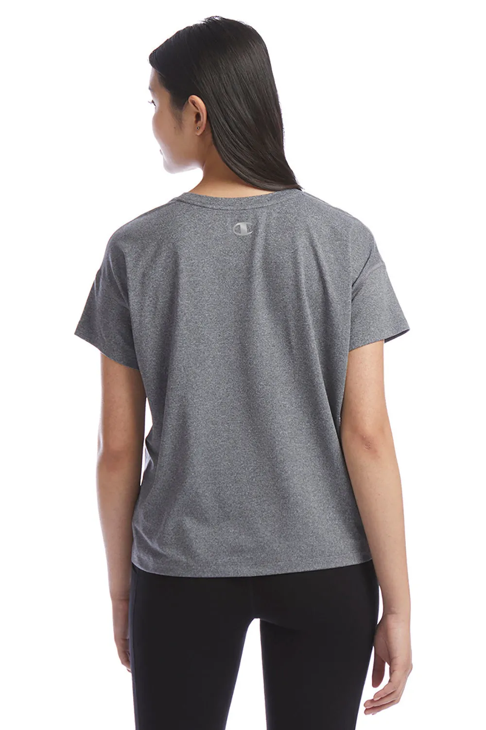 T-shirt Femme Champion Sport à Manches Courtes et Col Rond - Doux au Toucher - Gris Chiné